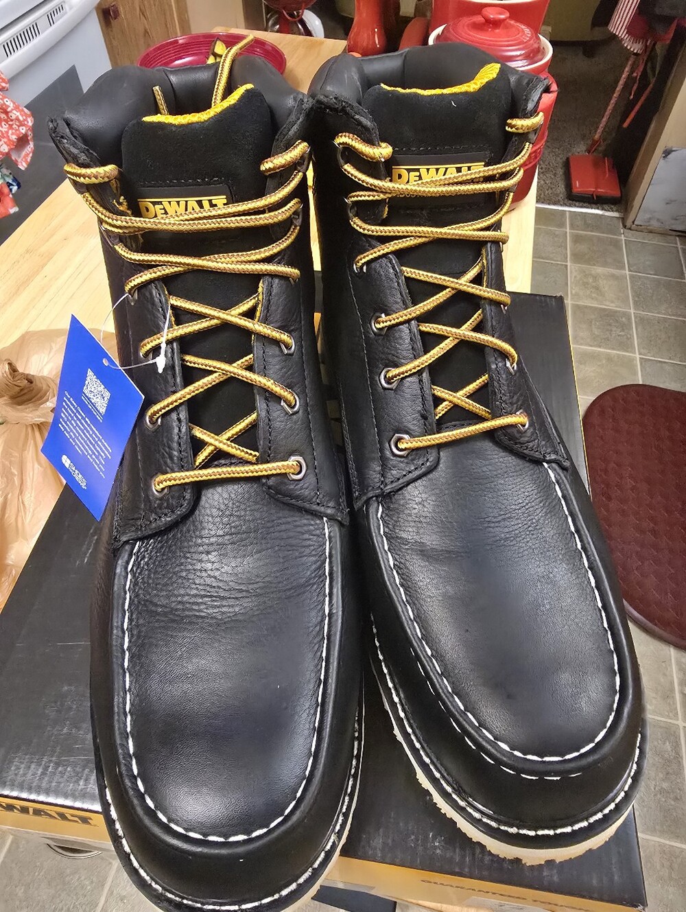 DEWALT Men’s Black Work Boots with Yellow Accents